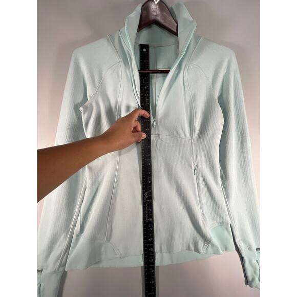 Lululemon Runderful Harringbone 1/2 Zip High Neck Aquamarine Pullover Size 8 - Picture 3 of 8